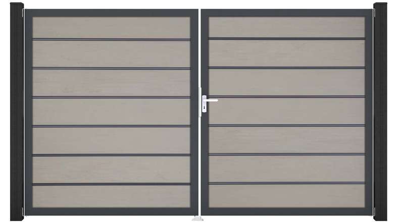 planeo Gardence Premium BPC door - DIN right 2-leaf Bi-Color Sand with anthracite aluminium frame