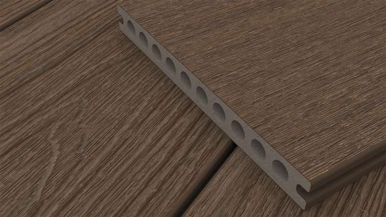 planeo MAXLine Nature - WPC CoEx coated XL decking board hollow chamber - Ipe Brown 3m textured/smooth brushed