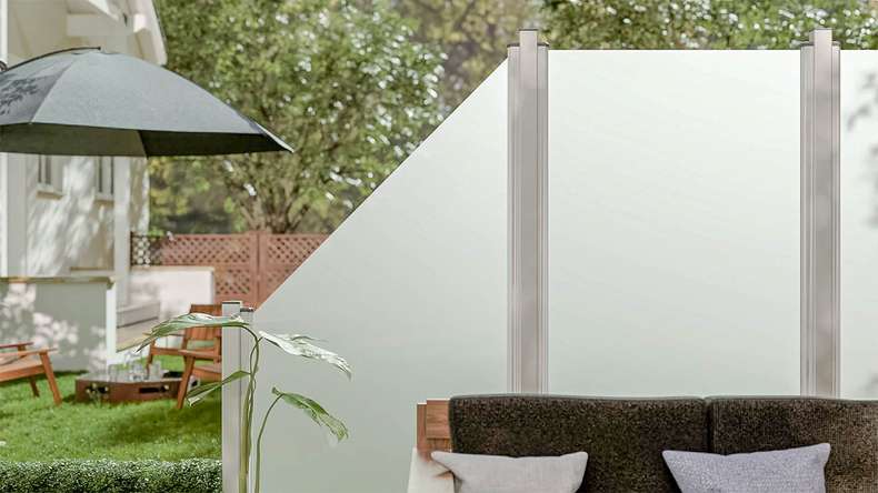 planeo Gardence Flair – Angled glass privacy screen, 90 x 180 cm