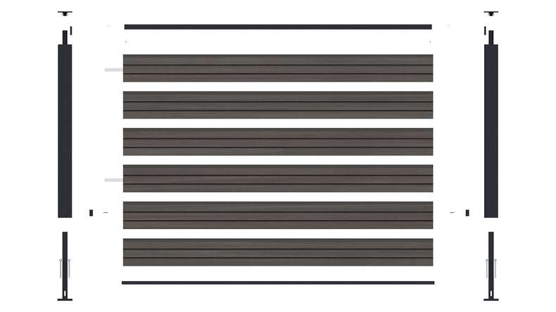 planeo LINEA - WPC CoEx Rhombus Front Garden Plug-in Fence, Dark Grey, 180 x 90 cm