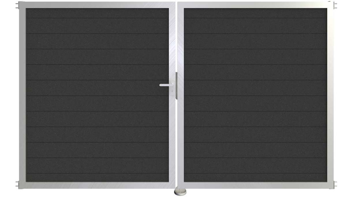 planeo Gardence aluminium door - DIN left 2-leaf anthracite with silver aluminium frame
