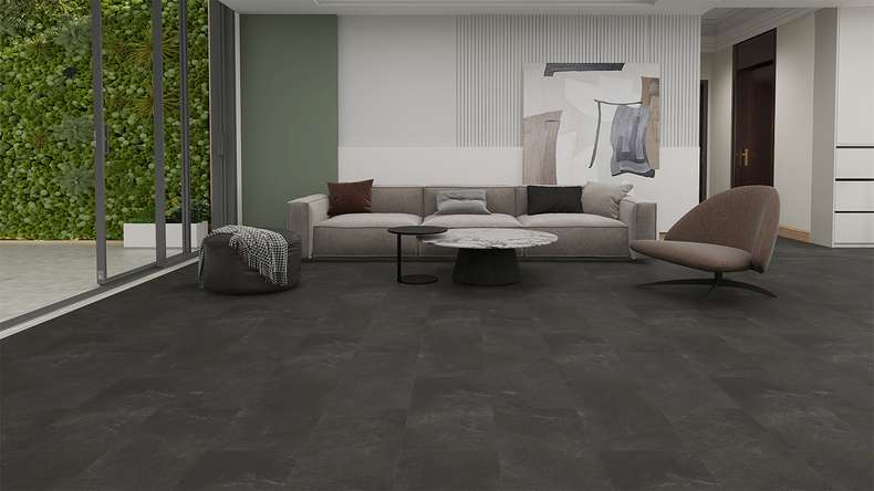 planeo Rigid click vinyl - STEINWERK PUCore XL stone rock anthracite | integrated footfall sound insulation (NF-FXL-298)