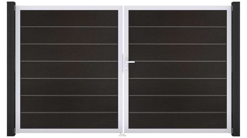 planeo Gardence Premium BPC door - DIN right 2-leaf black co-ex with silver aluminium frame