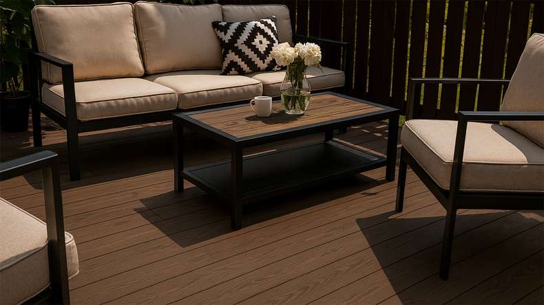 planeo wooden decking Thermo dark ash solid plank, smooth on both sides - 1500 x 130 x 20 mm