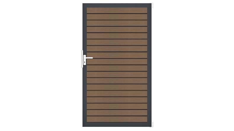 planeo Gardence Trendy - BPC-Rhombus universal door - Teak co-extruded with anthracite aluminium frame | DB703