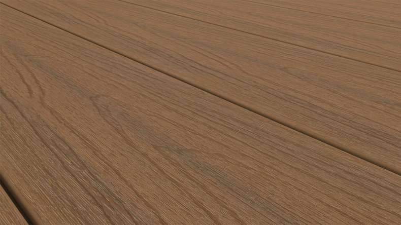 planeo MAXLine Nature - WPC CoEx wrapped XL decking board hollow chamber - Burma teak 3m textured/smooth brushed