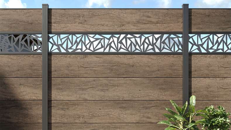 planeo Basic - PVC Plug-in Fence Square Monument Oak 180x180 cm