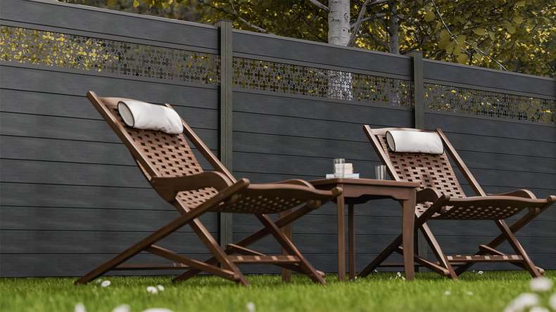 planeo Gardence Strong - BPC plug-in fence Oriental stone grey co-ex 180 x 180 cm