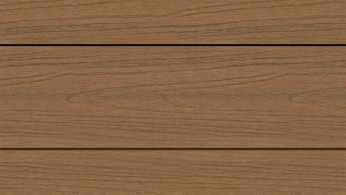 planeo WOODLine Nature - WPC CoEx coated decking board hollow chamber - Burma teak 3m textured/smooth brushed