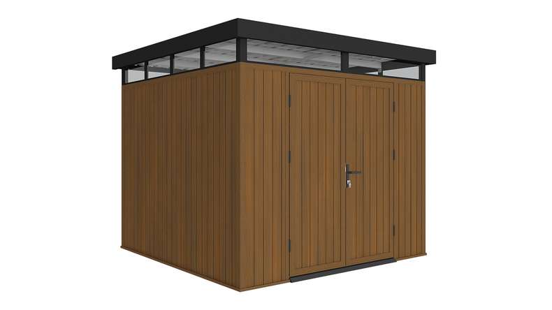 planeo WPC CoEx Flat-Roof Garden Shed M – Burma Teak 250 x 250 x 226.5 cm