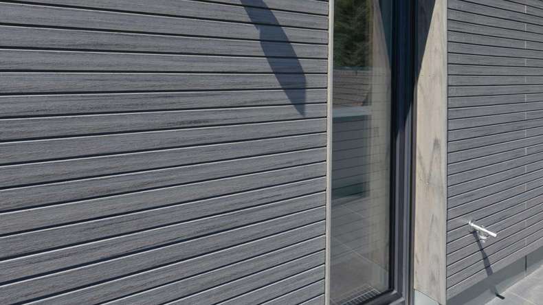 planeo Fassado - WPC rhombus strip facade cladding graphite grey