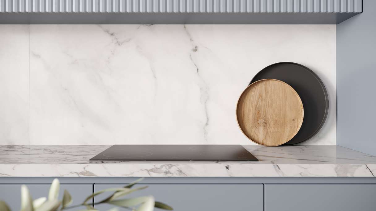 planeo Wallboard - Marble Grey-White Matt - 250 x 60 cm