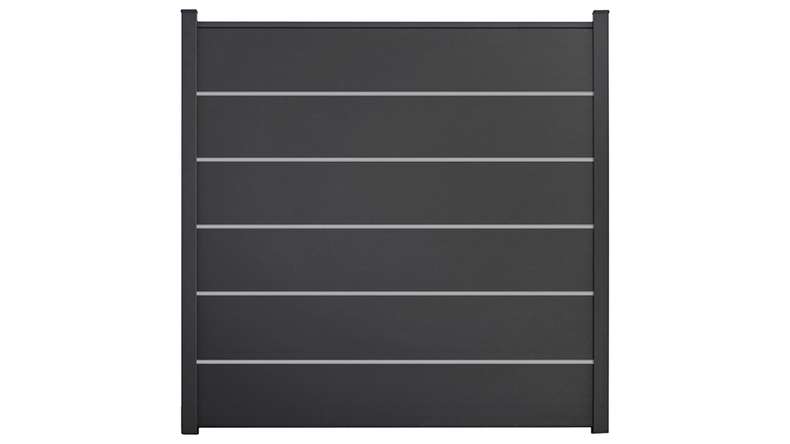 planeo Gardence Simply Premium - PVC plug-in fence anthracite grey with pilaster strips in anthracite 180 x 180 cm