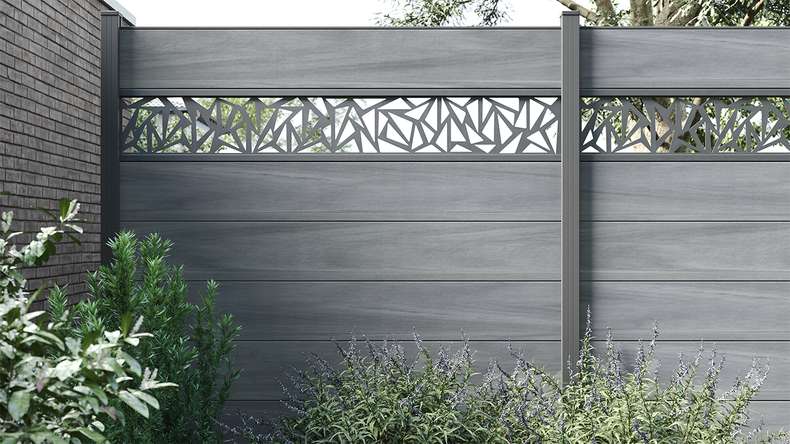planeo Solid Grande - plug-in fence standard stone grey co-ex