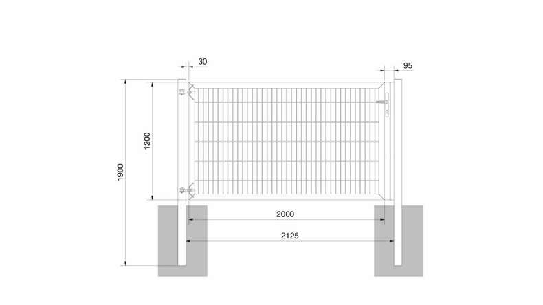 Universal door heavy 1-leaf hot-dip galvanised H 1200 x W 2125 mm incl. gateposts