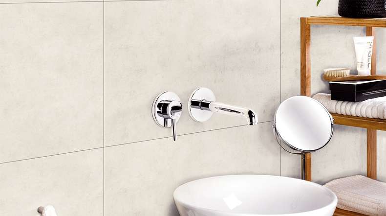 planeo StrongWall - Plastic wall panelling Light Cement 65 x 37.5 cm
