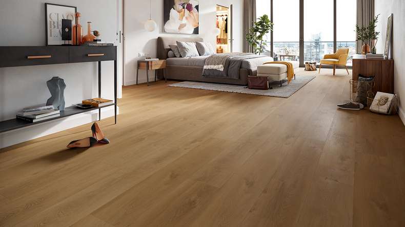 planeo Rigid Click Vinyl - HOMEtec Pro 50 IXPE Sunrise Mellow Oak | Impact sound insulation integrated (RP-E50-1)