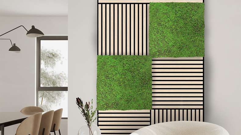 planeo acoustic panel - MixWall Living Leaf Forest Green Ancient Tree 52 x 52 cm | natural plant (PLMW-70111)