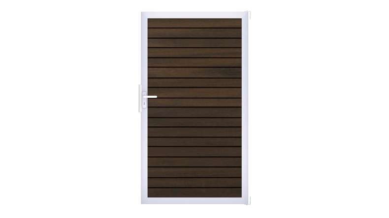 planeo Gardence Rhombus universal door - walnut co-extruded with aluminium frame