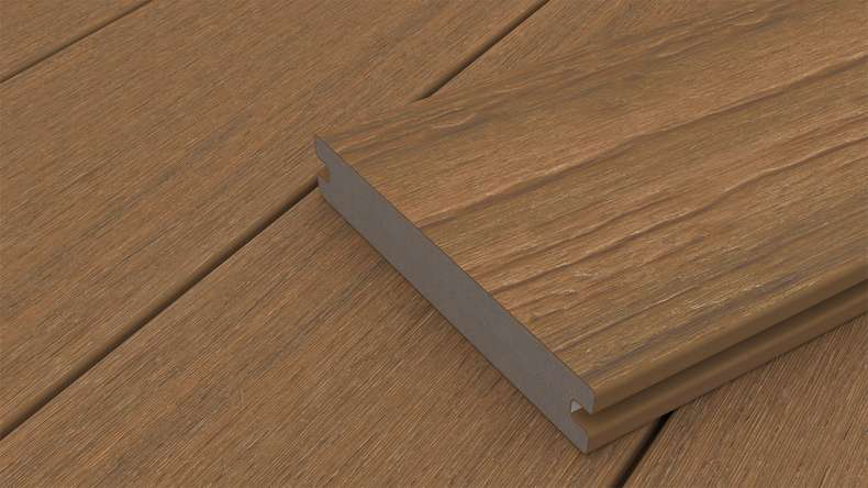 planeo ANTIKWoodline – WPC CoEx-coated solid decking board – Burmese teak, 3m – rustic/smooth brushed