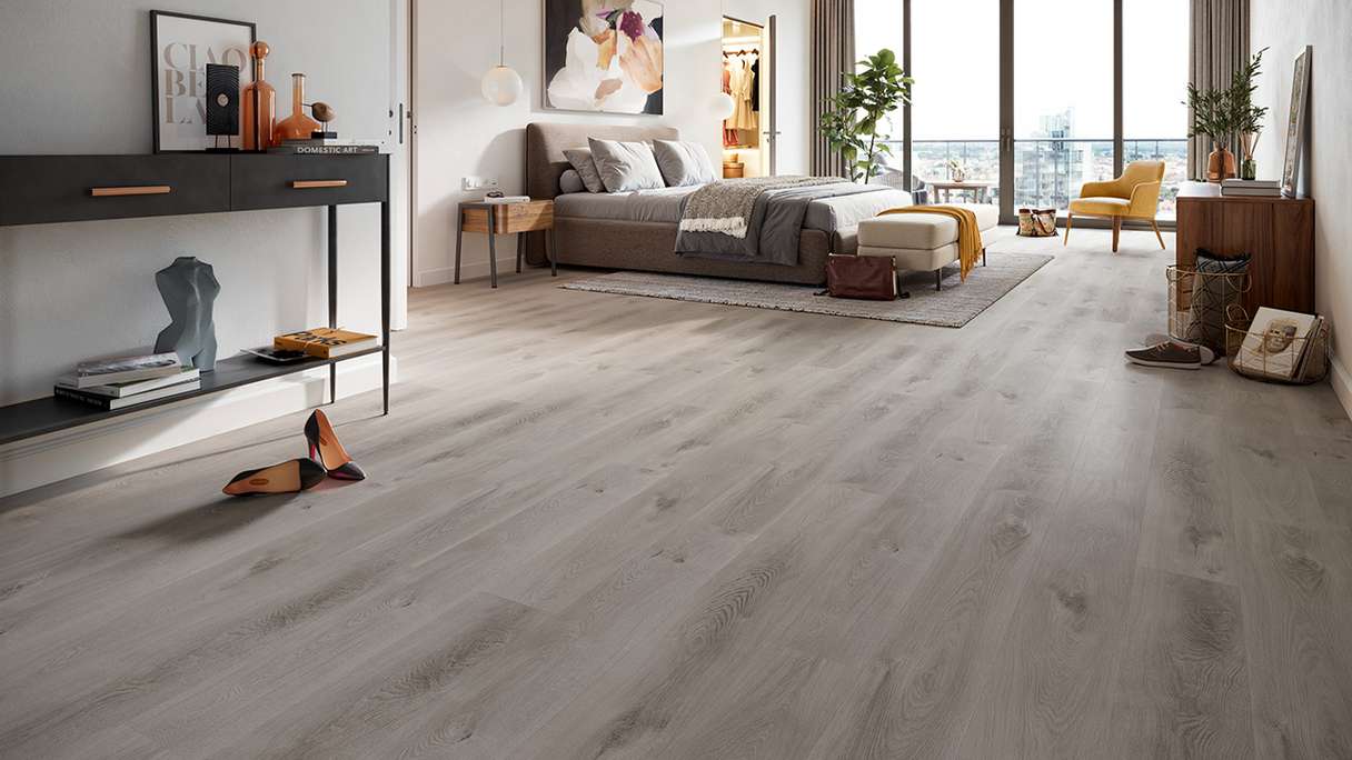 planeo Rigid Click Vinyl - HOMEtec Basic 30 IXPE Soft Mid Grey | Impact sound insulation integrated (RP-E30-7)