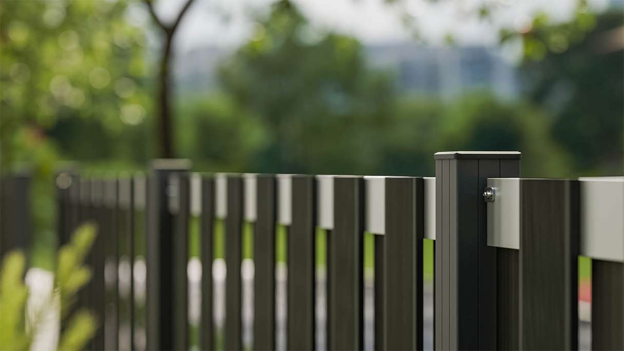 planeo Gardence Premade - BPC garden fence front garden fence anthracite with EV1 silver crossbar 180 x 90cm