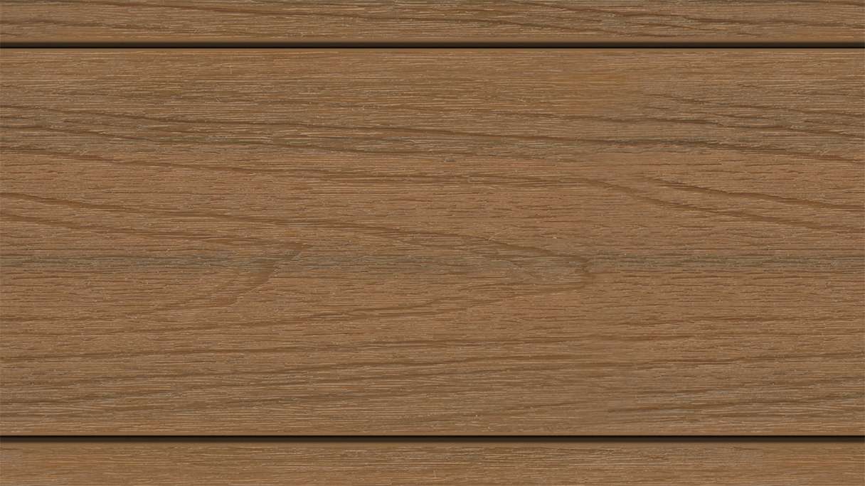 planeo MAXLine Nature - WPC CoEx wrapped XL decking board hollow chamber - Burma teak 3m textured/smooth brushed