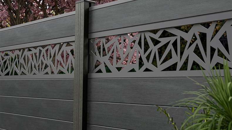 planeo Gardence Strong - BPC plug-in fence Triangle stone grey co-ex 180 x 180 cm