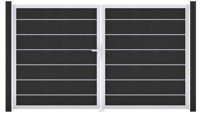 planeo Gardence Premium BPC door - DIN left 2-leaf anthracite grey with silver aluminium frame