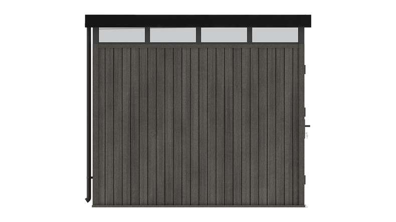 planeo WPC CoEx Flat-Roof Garden Shed M – Dark Grey 250 x 250 x 226.5 cm