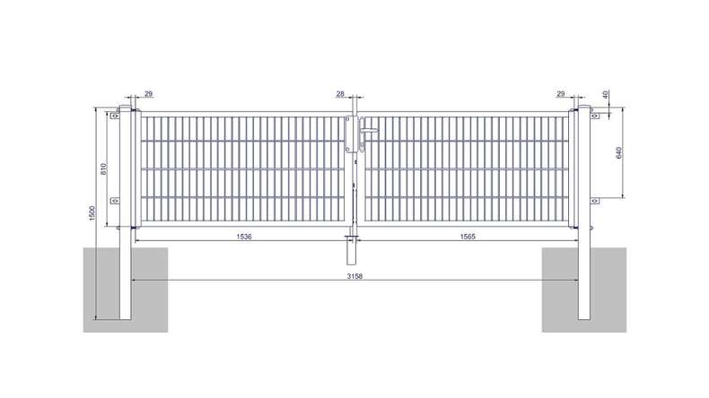 Universal door medium 2-leaf anthracite incl. gateposts