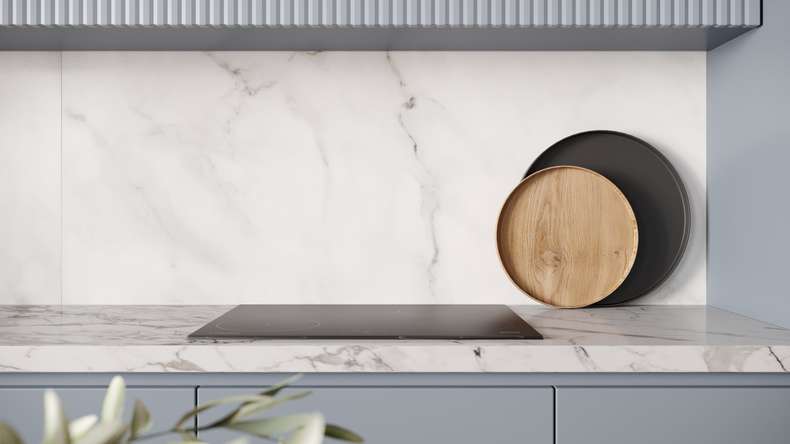 planeo Wallboard - Marble Grey-White Matt - 205 x 100 cm