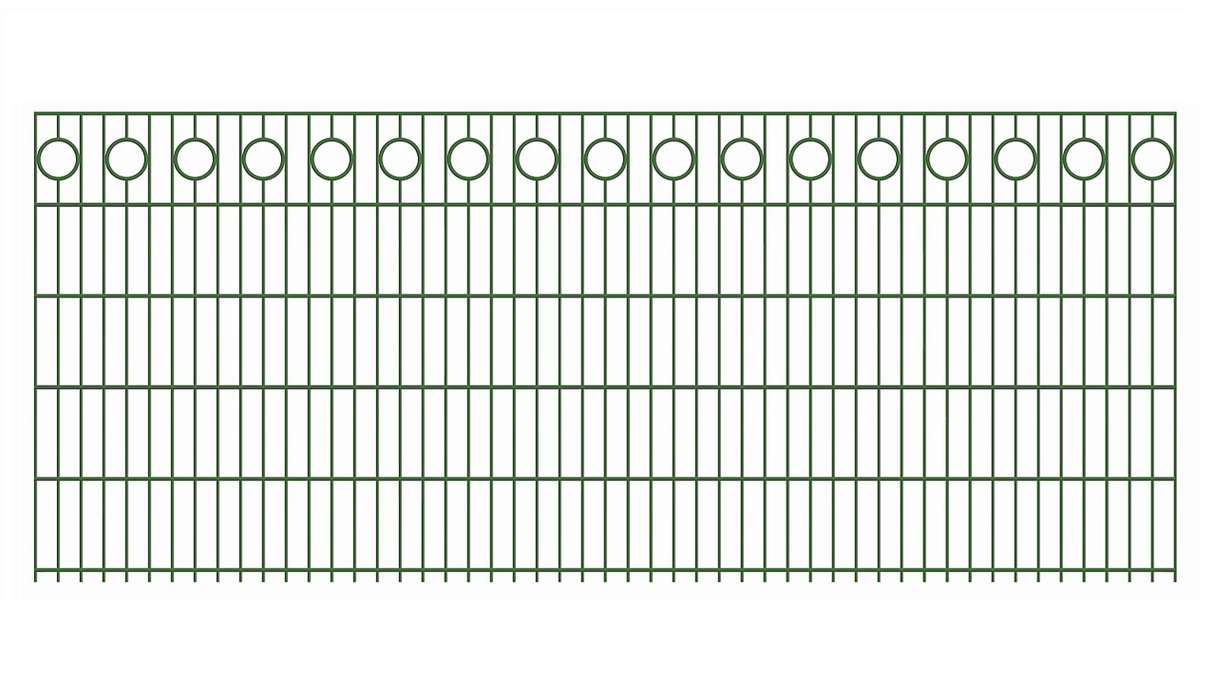 planeo double-rail decorative fence Halo 6/6/6 RAL 6005 moss green