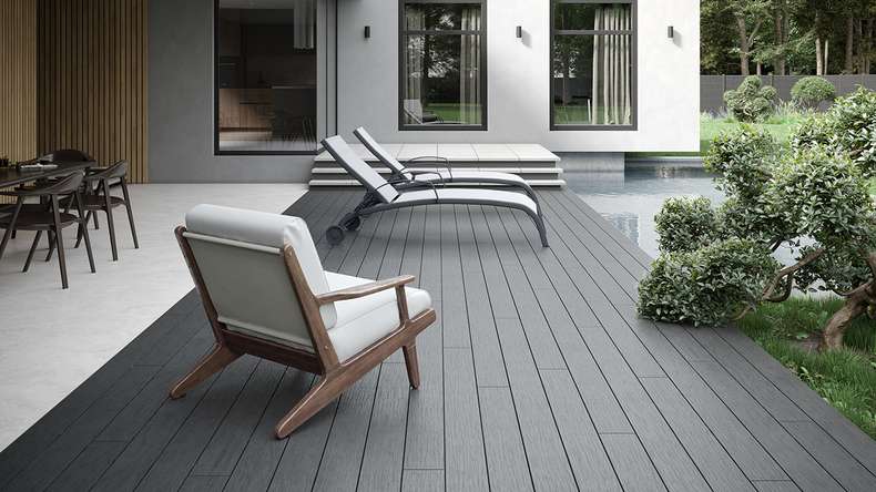 planeo TitanWood - solid plank dark grey antique aged/brushed