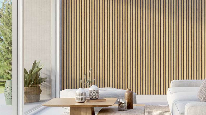 Skaben acoustic panels SilentWall Pro - light brown oak - 250 x 60 cm