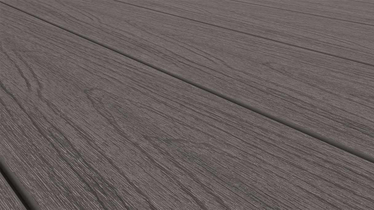 planeo MAXLine Nature - WPC CoEx coated XL decking board hollow chamber - dark grey 3m textured/smooth brushed