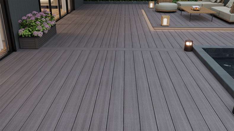 planeo MAXLine Antique - WPC CoEx coated XL decking solid - grey 3m rustic textured/smooth brushed