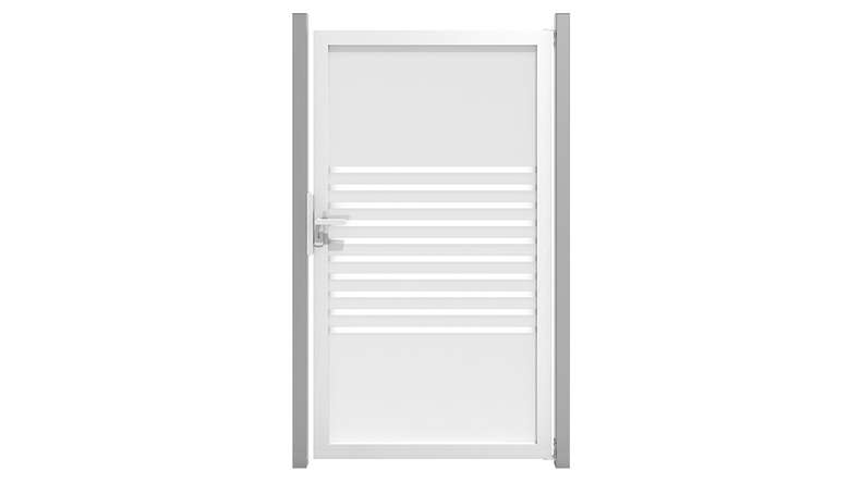 planeo Ambiente - glass privacy gate DIN right strip with aluminium frame 100 x 180 cm