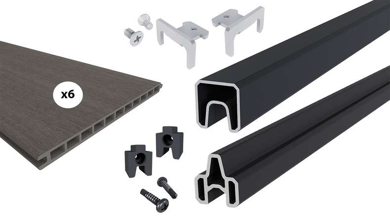 planeo INFINITY XL-Board - WPC CoEx plug-in fence dark grey 176 x 183