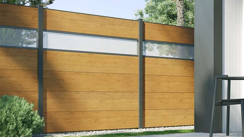 planeo Basic - PVC-Push-Pin Fence Square Natural Oak