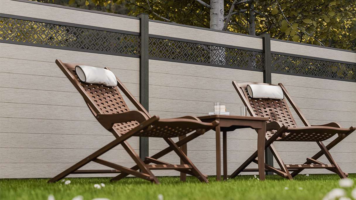 planeo Gardence Strong - BPC plug-in fence Abstract Bi-Color Sand 180 x 180 cm