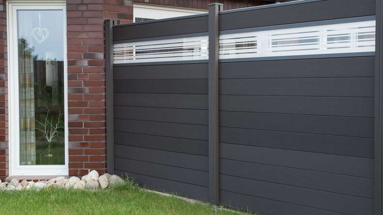 planeo Solid - garden fence design panel glass30 anthracite grey