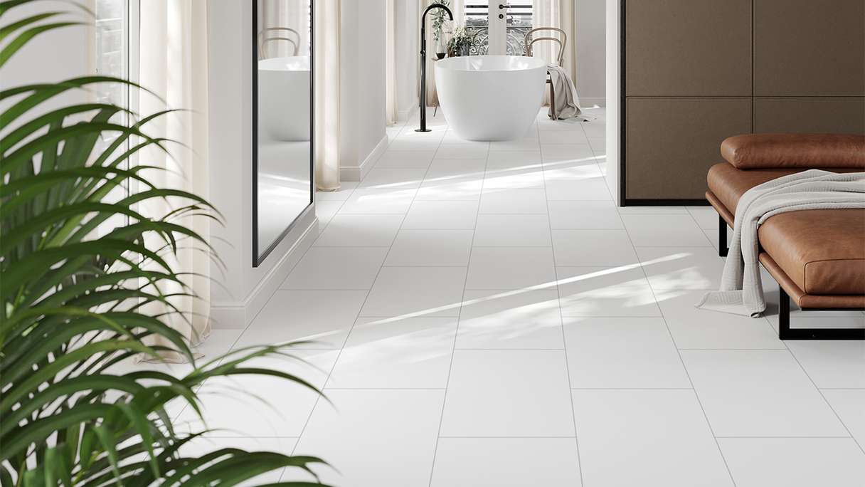 planeo Rigid Click Vinyl - Stone White Matt | Impact sound insulation integrated (100P2935MT)