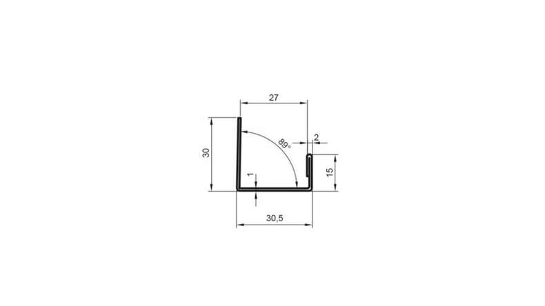 planeo aluminium end profile - AP 27mm mounting 3000mm length aluminium-natural
