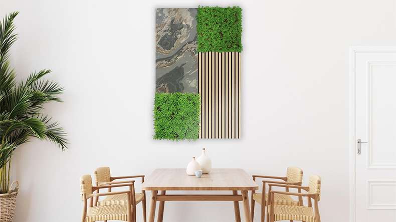 planeo acoustic panel - MixWall Mineral Mood Antique Slate 52 x 104 cm | real stone (PLMW-30411C)