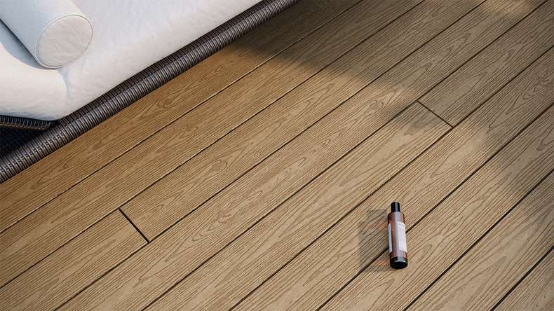 planeo CoEXWood WPC decking complete set solid plank - sand/caramel textured