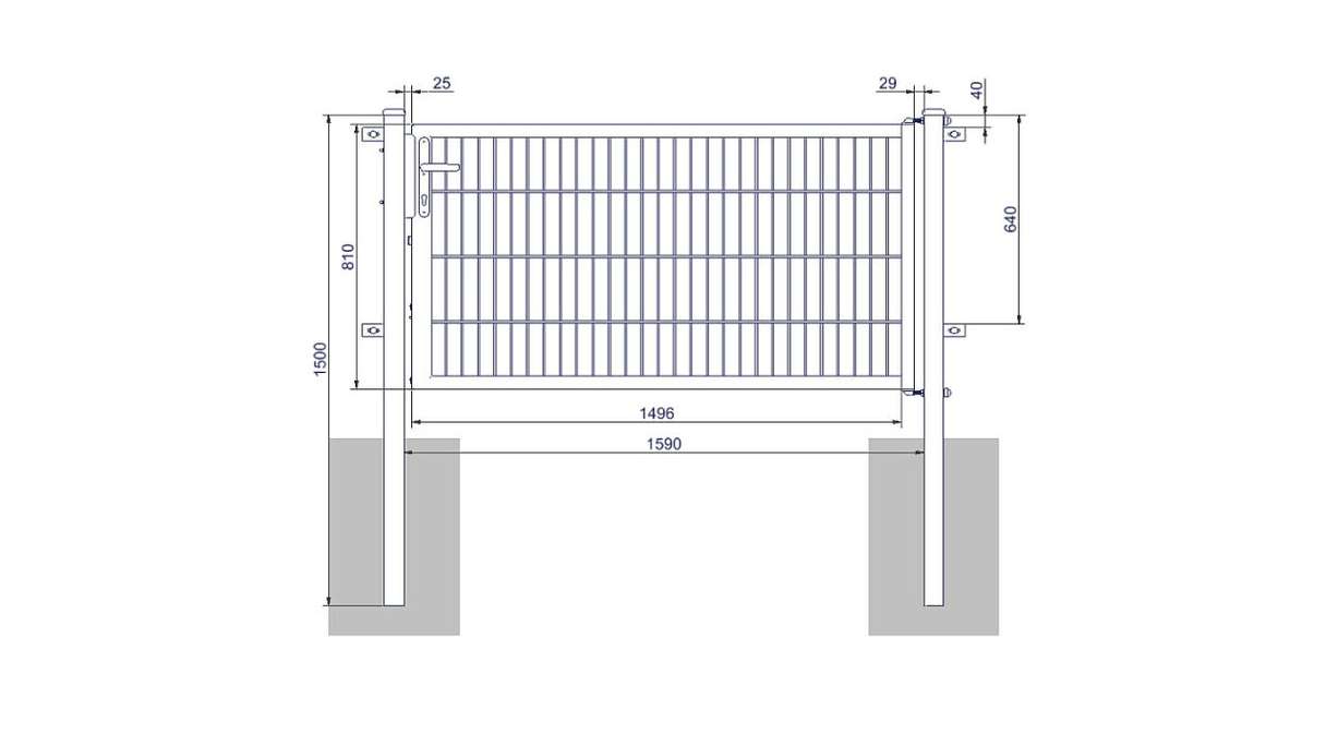 Universal door medium 1-leaf hot-dip galvanised H 800 x W 1590 mm incl. gateposts