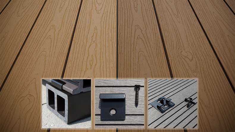 planeo CoEXWood WPC decking complete set solid plank - sand/caramel textured
