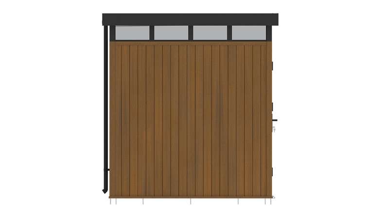 planeo WPC CoEx Flat-Roof Garden Shed S – Burma Teak 208 x 200 x 226.5 cm