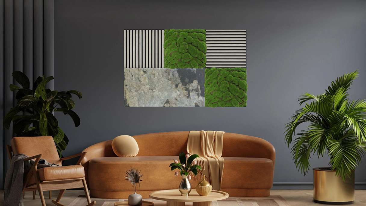 planeo acoustic panel - MixWall Mineral Mood Antique Slate 52 x 104 cm | real stone (PLMW-30411C)